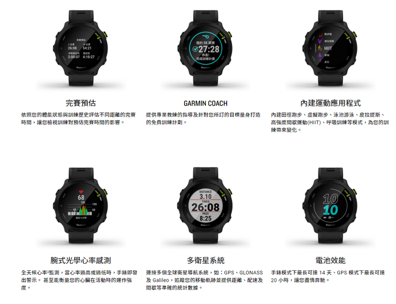 Garmin 佳明 Forerunner 55 繁體中文版 (湖水藍) 010-02562-22