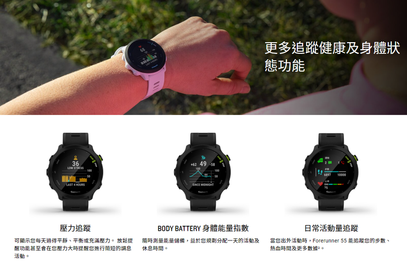 Garmin 佳明 Forerunner 55 繁體中文版 ( 白色) 010-02562-21