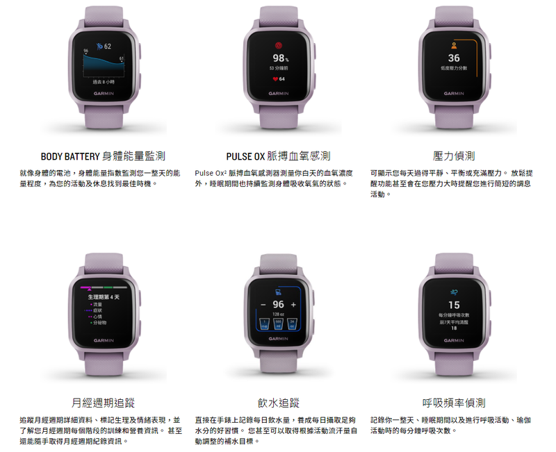 Garmin 佳明  Venu SQ 中文版 (紫色) 010-0427-62